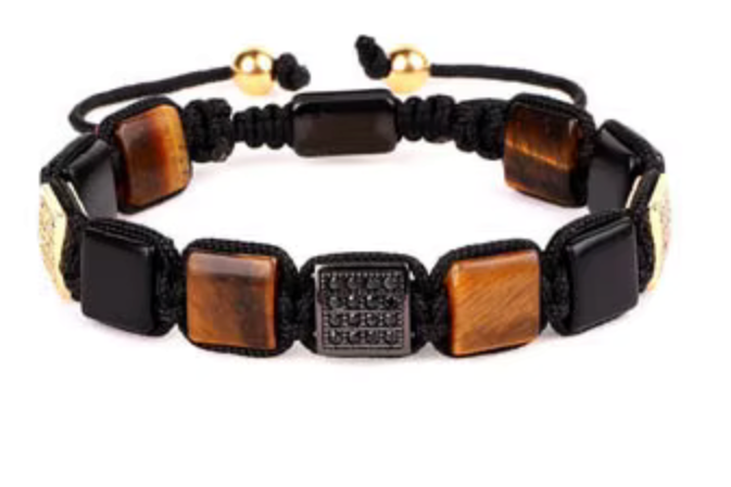 LevomoCPH Stone Bracelet 'Brown and Gold'