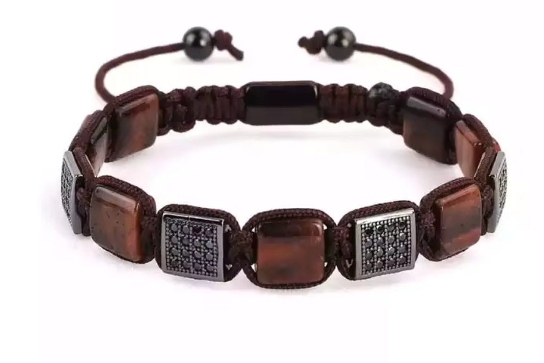 LevomoCPH Stone Bracelet 'Brown and Silver '
