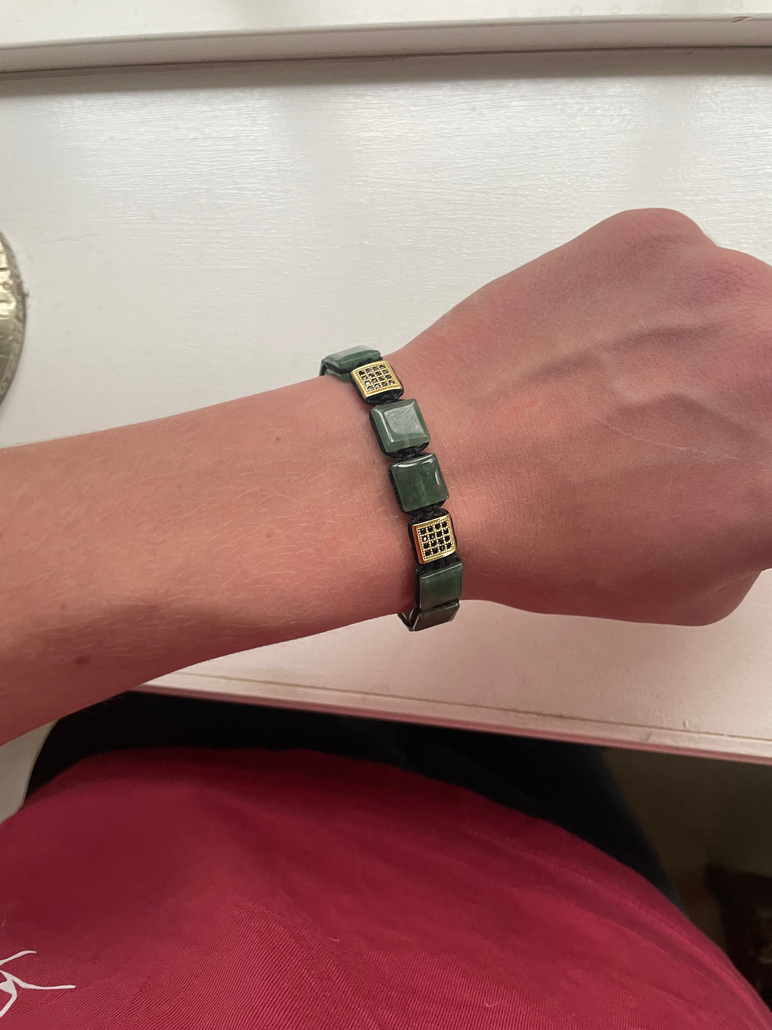 LevomoCPH Stone Bracelet 'Olive Mist'